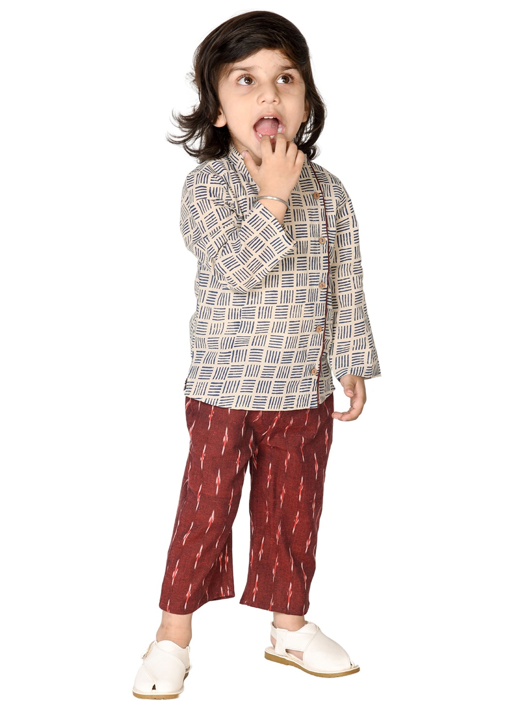

Tiny Bunnies Boys Printed Pure Cotton Shirt with Trousers, Beige