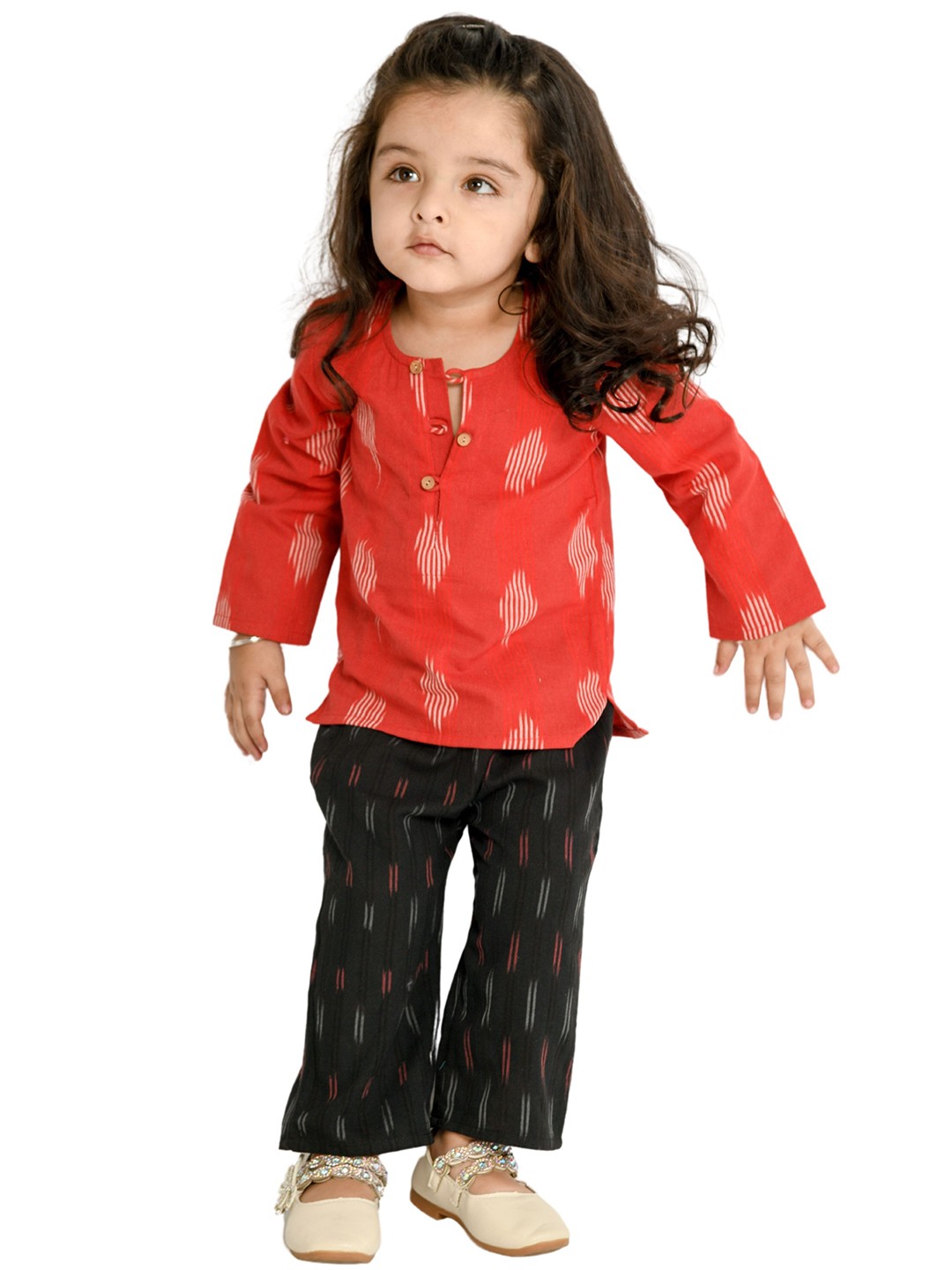 

Tiny Bunnies Girls Pure Cotton Top with Trousers, Red