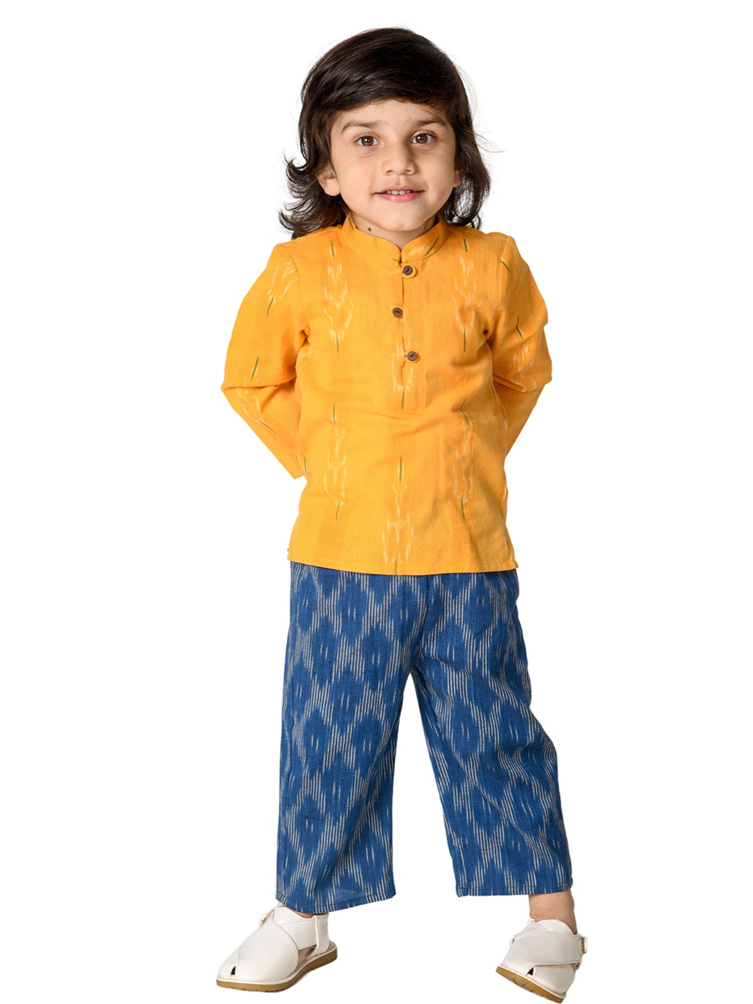 

Tiny Bunnies Boys Printed Pure Cotton Shirt with Trousers, Yellow