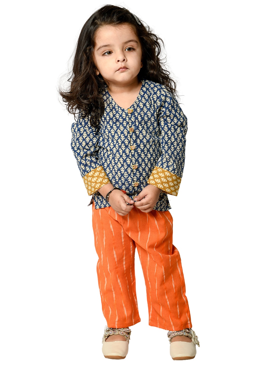 

Tiny Bunnies Girls Printed Pure Cotton Top with Trousers, Blue