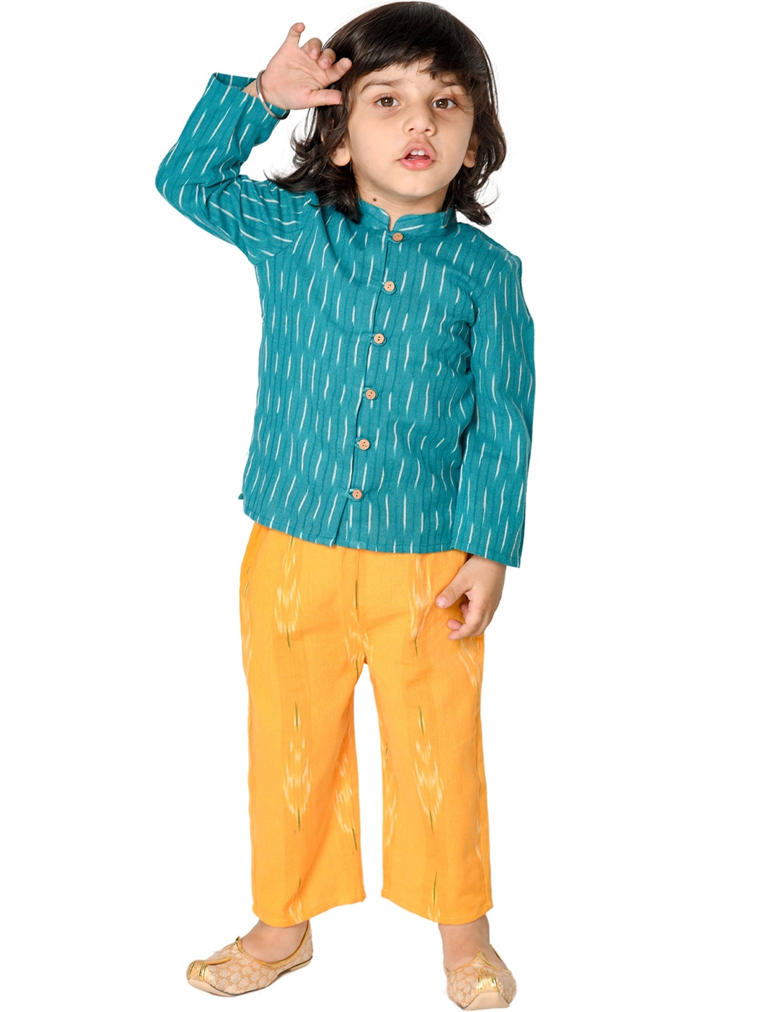 

Tiny Bunnies Boys Pure Cotton Shirt with Trousers, Teal