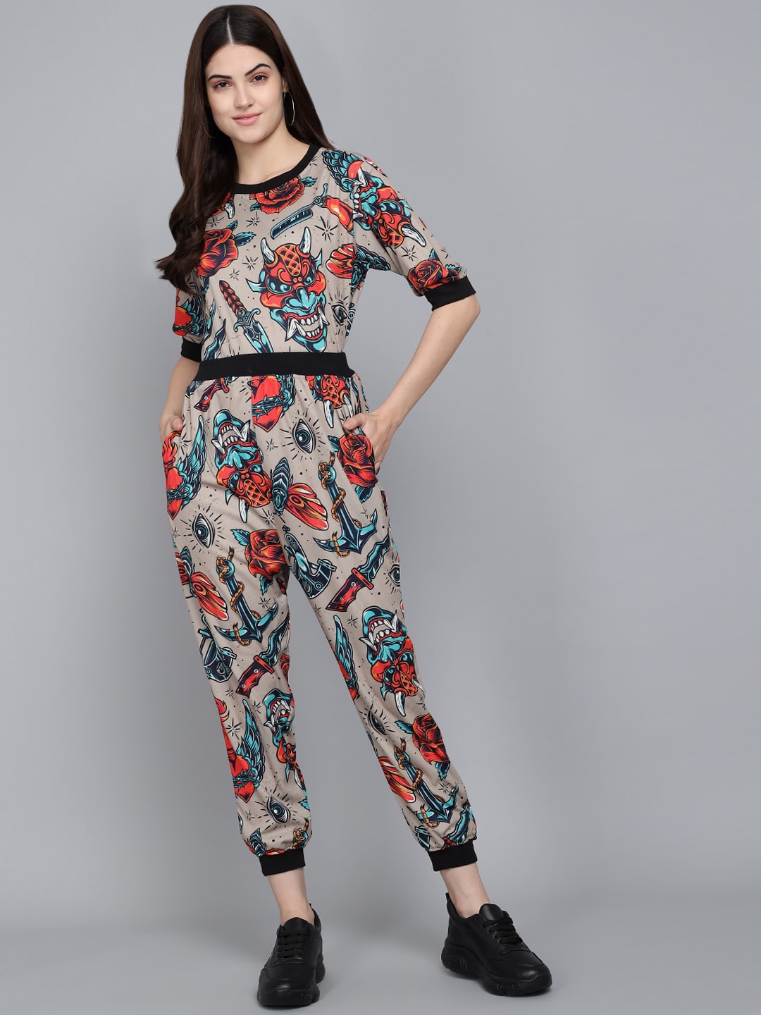 

SEPHANI Women Printed Night suit, Brown