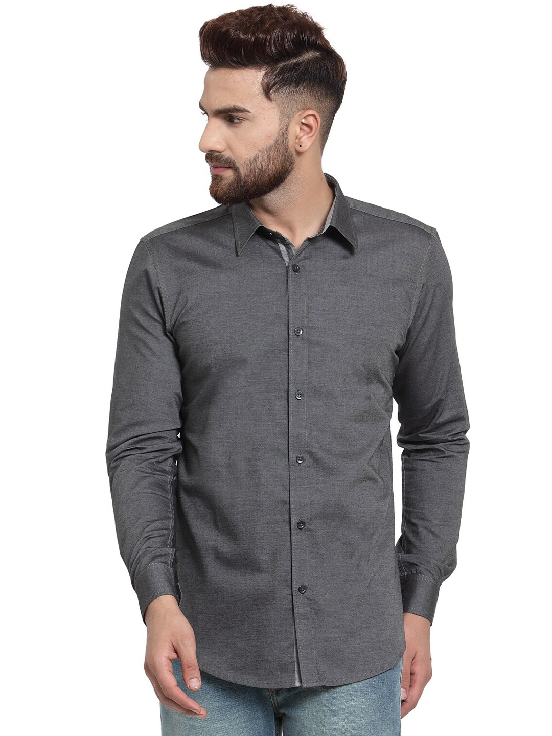 

Purple State Men Slim Fit Cotton Casual Shirt, Grey