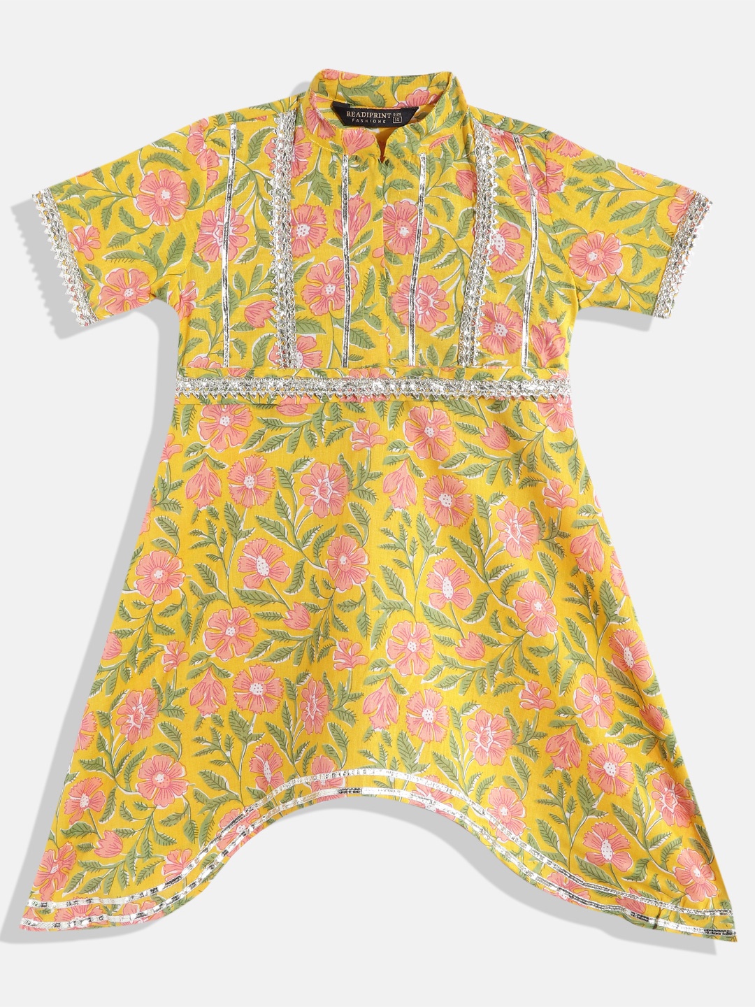 

Readiprint Girls Floral Ethnic A-Line Maxi Ethnic Dress, Yellow