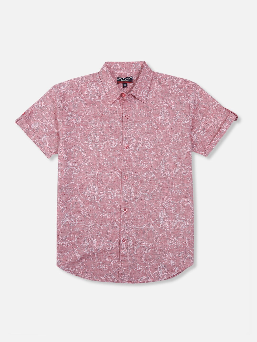 

Gini and Jony Boys Pink Casual Shirt