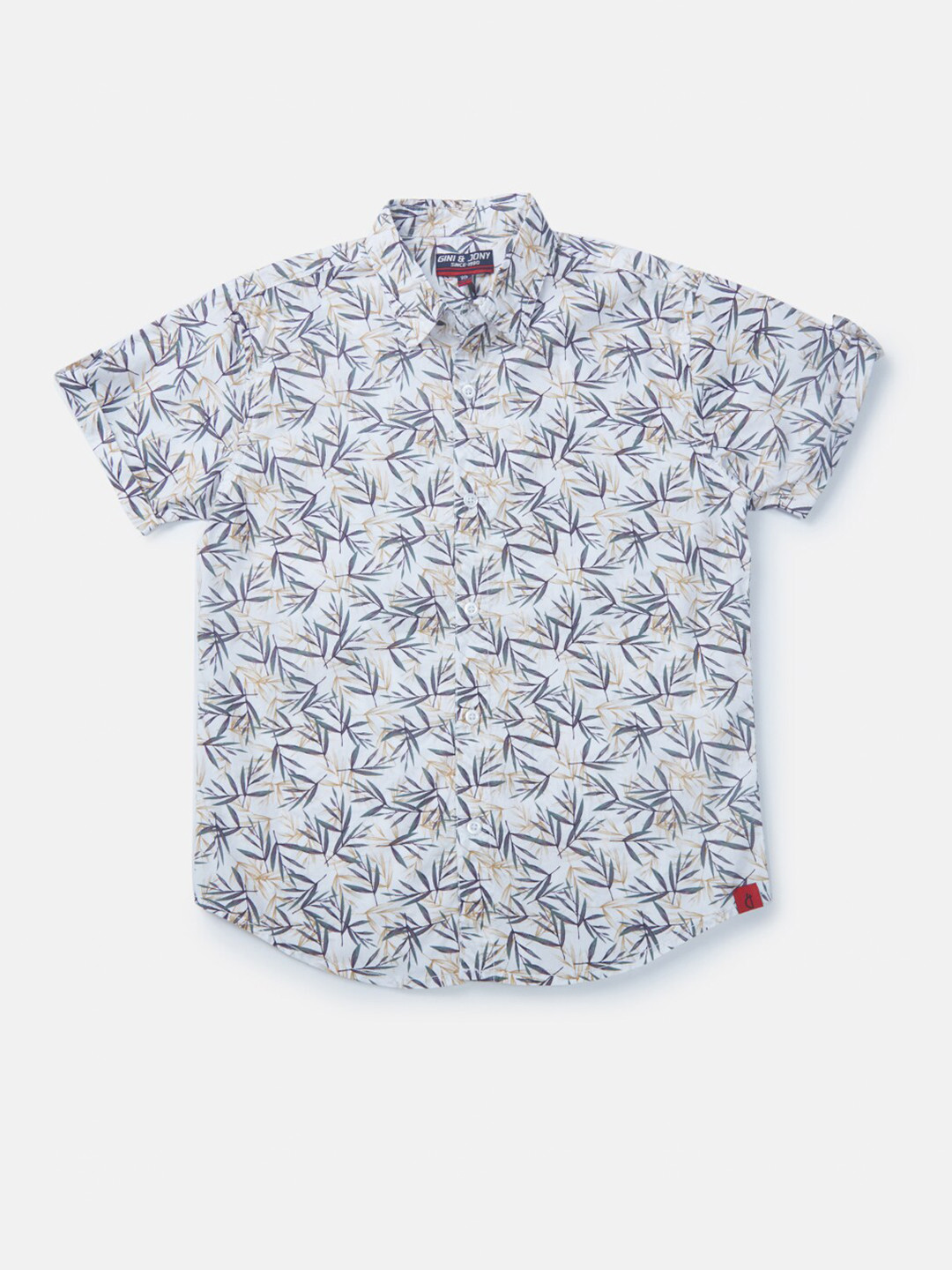 

Gini and Jony Boys Floral Printed Casual Cotton Shirt, White