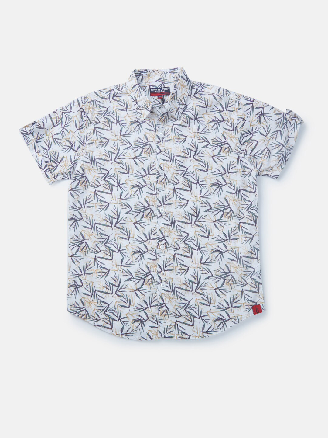 

Gini and Jony Boys Floral Printed Casual Shirt, White