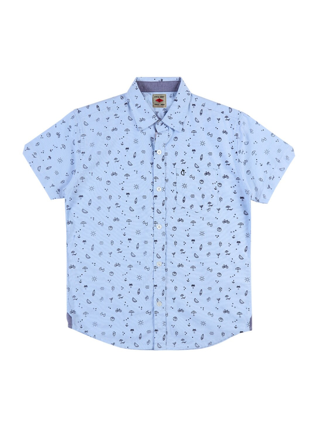 

Gini and Jony Boys Blue Printed Casual Shirt