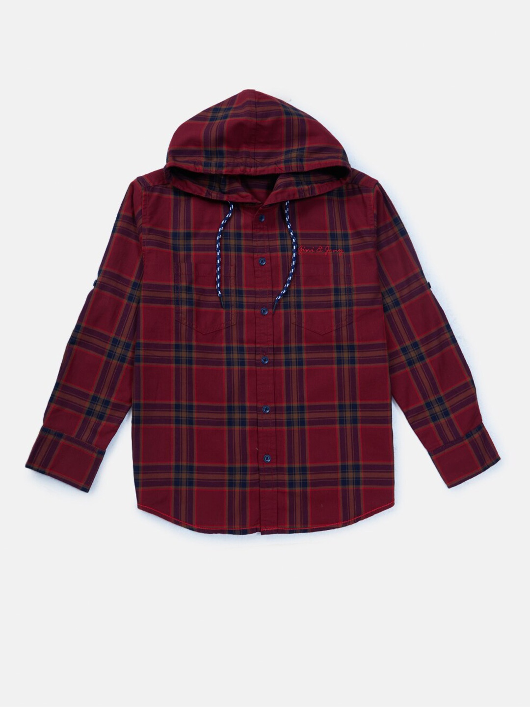 

Gini and Jony Boys Red Tartan Checks Checked Casual Shirt