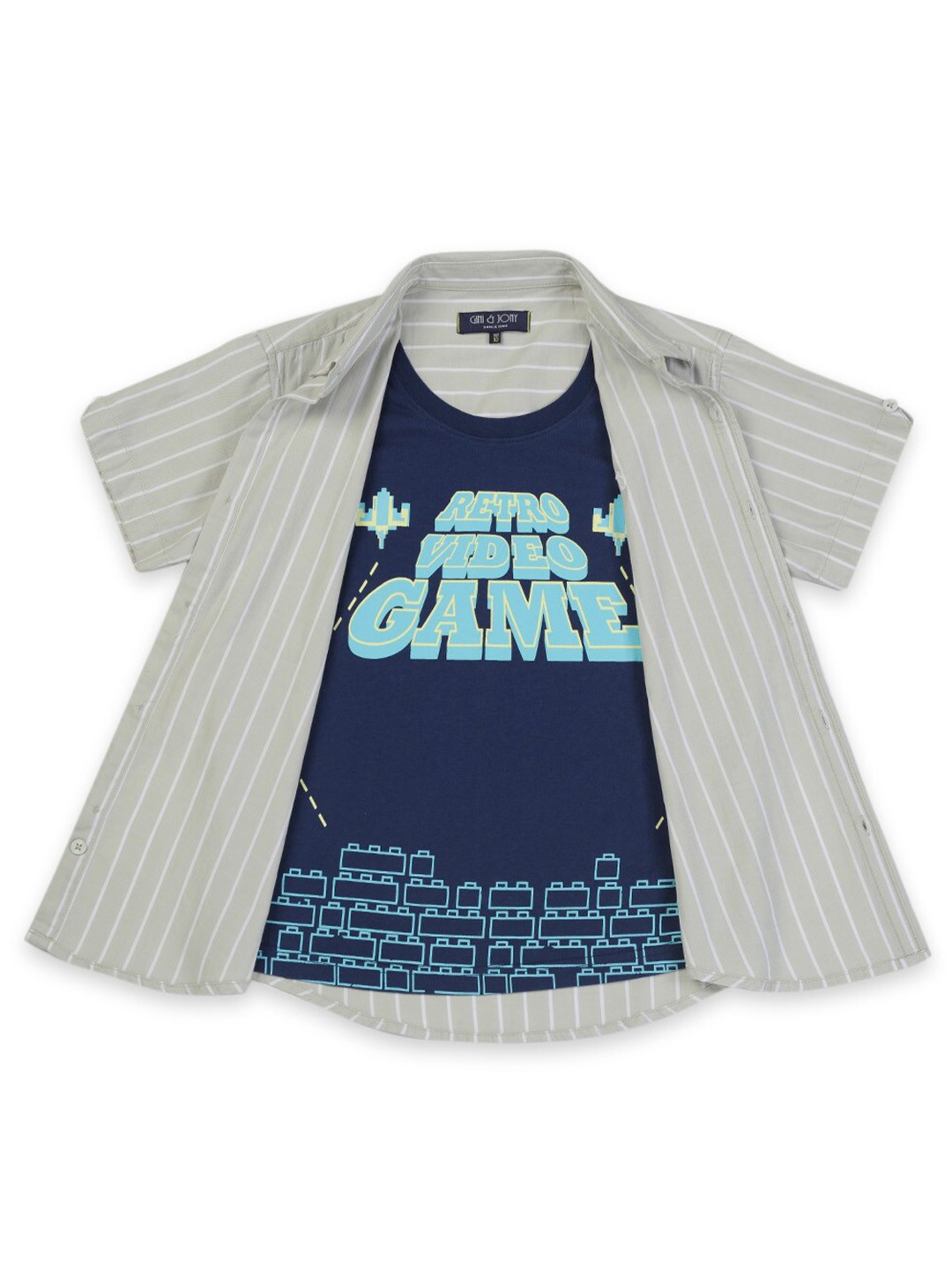 

Gini and Jony Boys Striped Casual Shirt, Grey