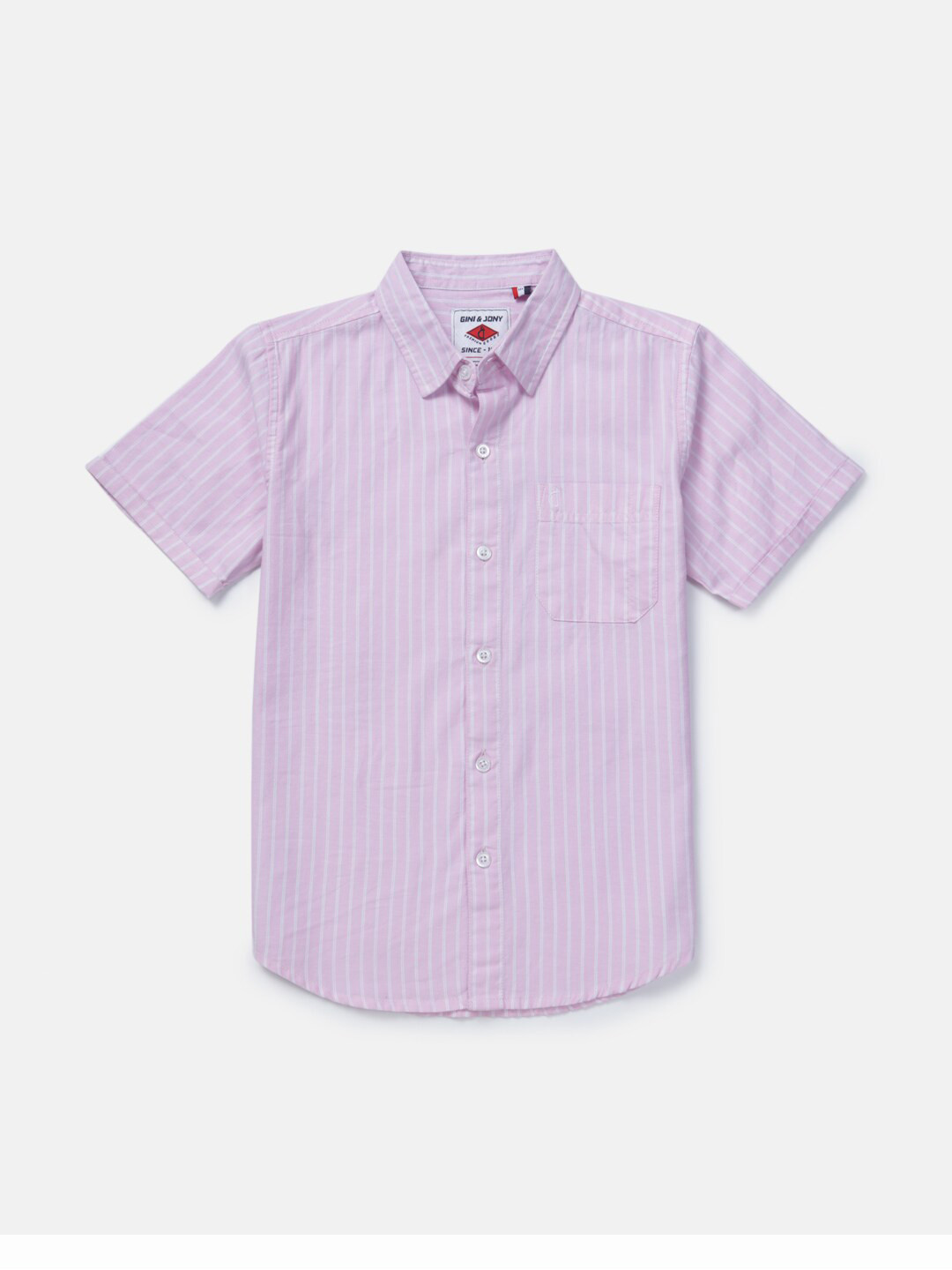 

Gini and Jony Boys Striped Cotton Casual Shirt, Pink