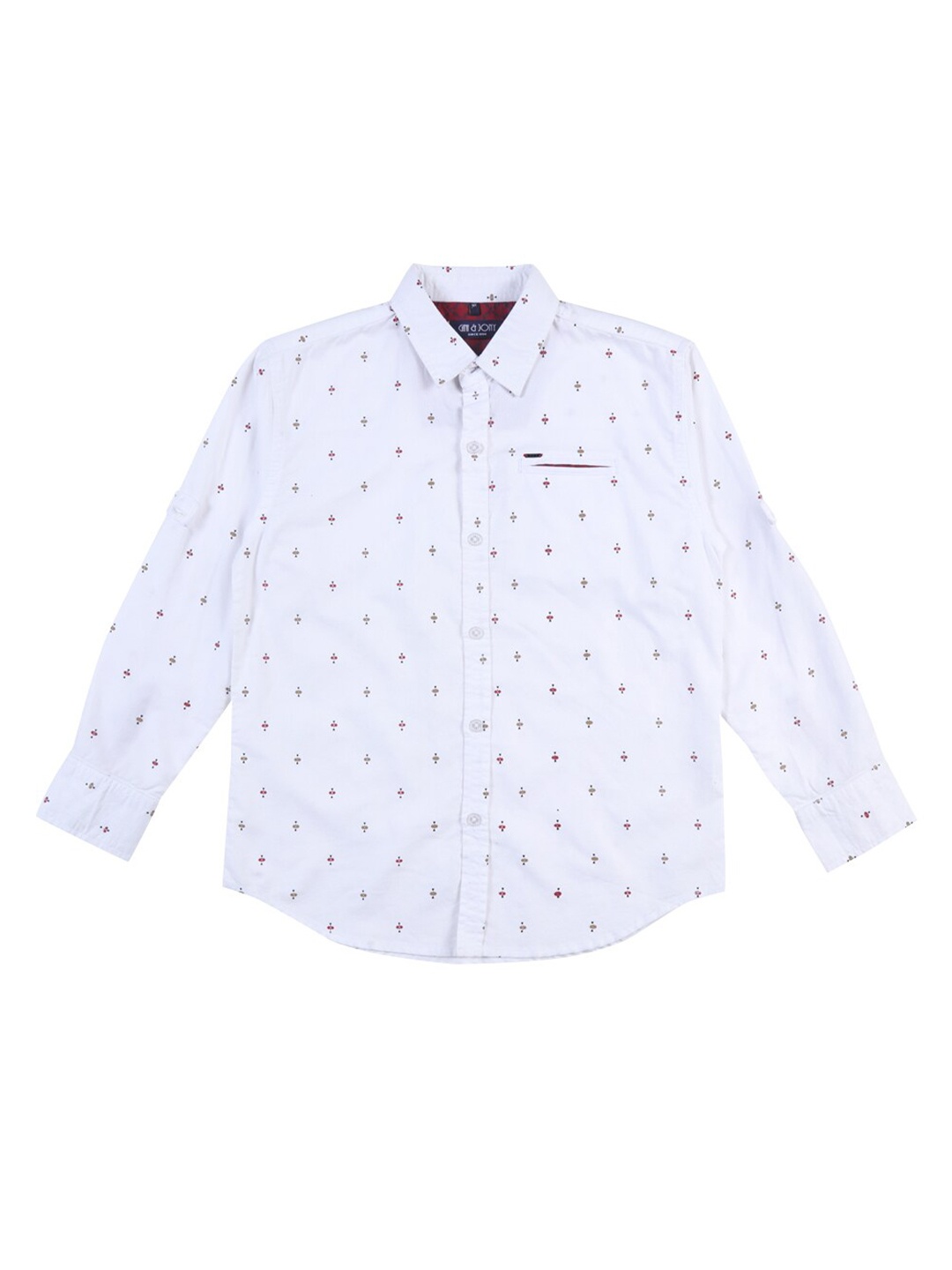 

Gini and Jony Boys Cotton Micro Ditsy Printed Casual Shirt, White