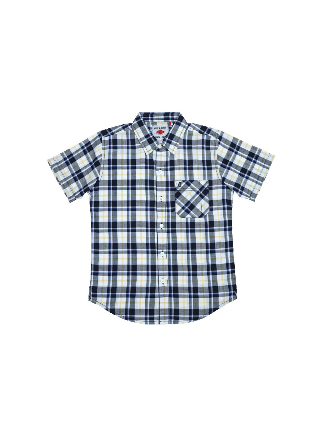 

Gini and Jony Boys Tartan Checks Checked Cotton Casual Shirt, White