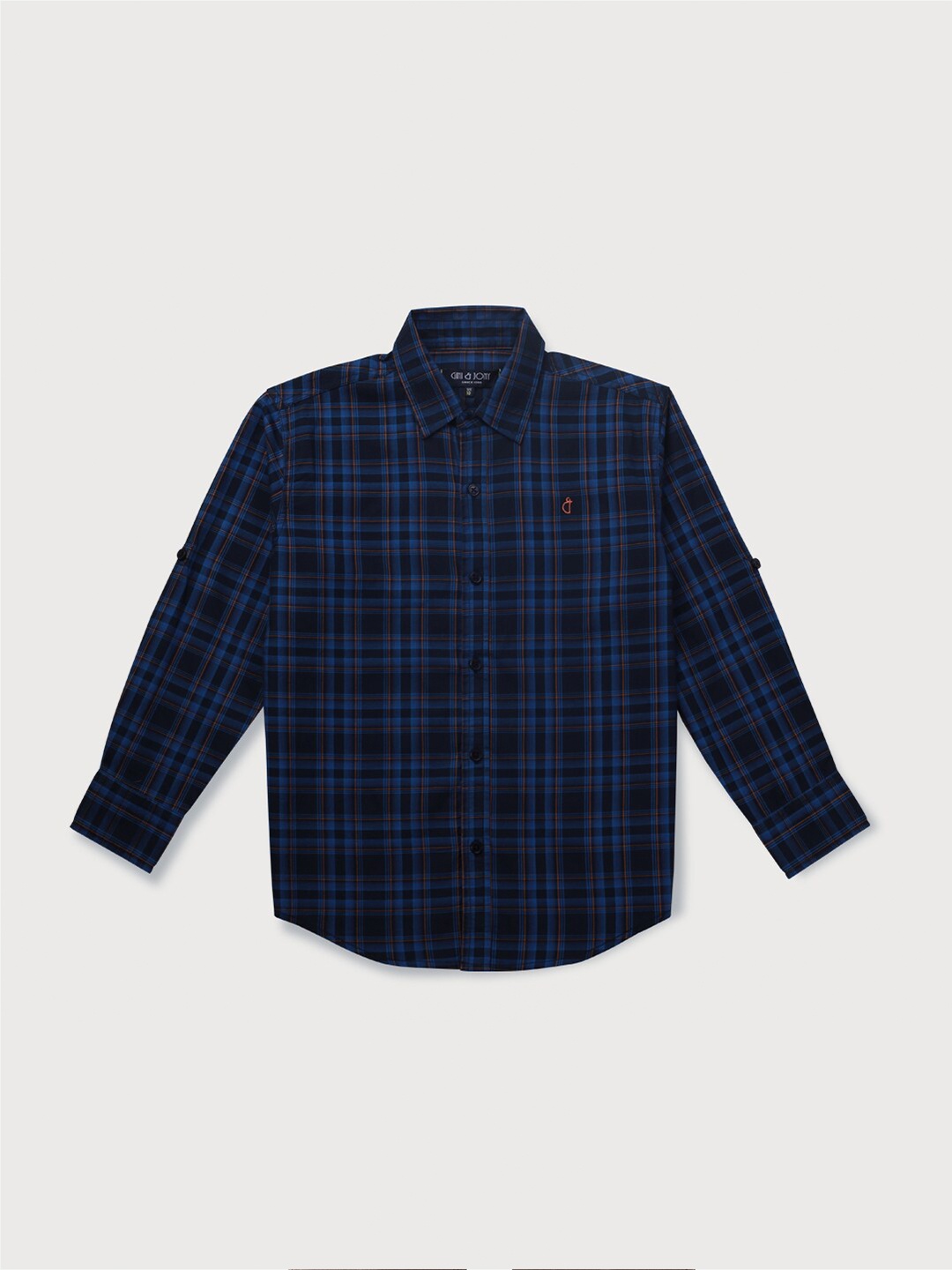 

Gini and Jony Boys Tartan Checks Checked Cotton Casual Shirt, Blue