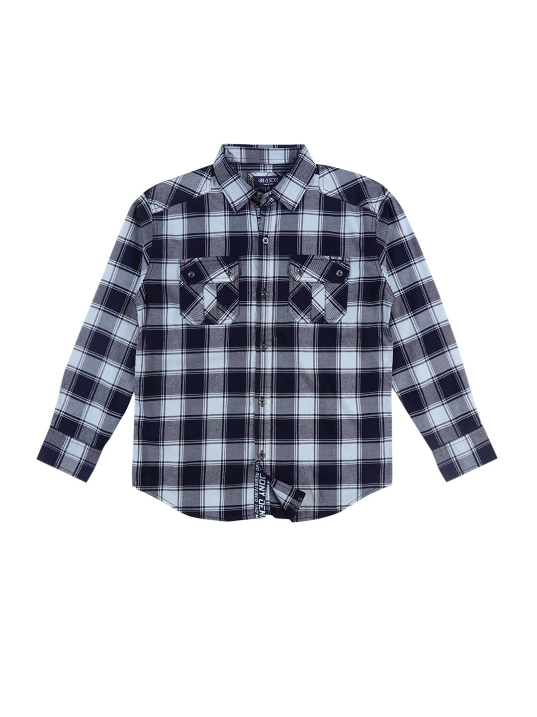 

Gini and Jony Boys Cotton Checked Casual Shirt, Navy blue