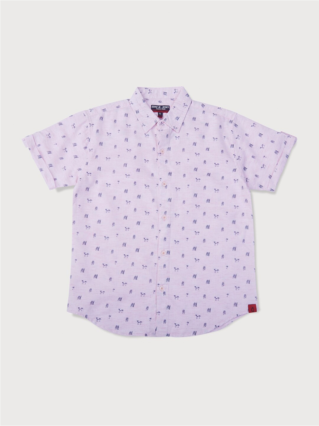 

Gini and Jony Boys Printed Cotton Casual Shirt, Violet