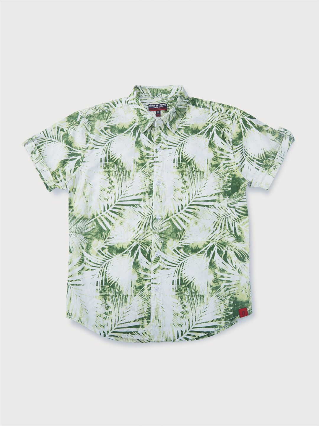 

Gini and Jony Boys Printed Cotton Casual Shirt, Green