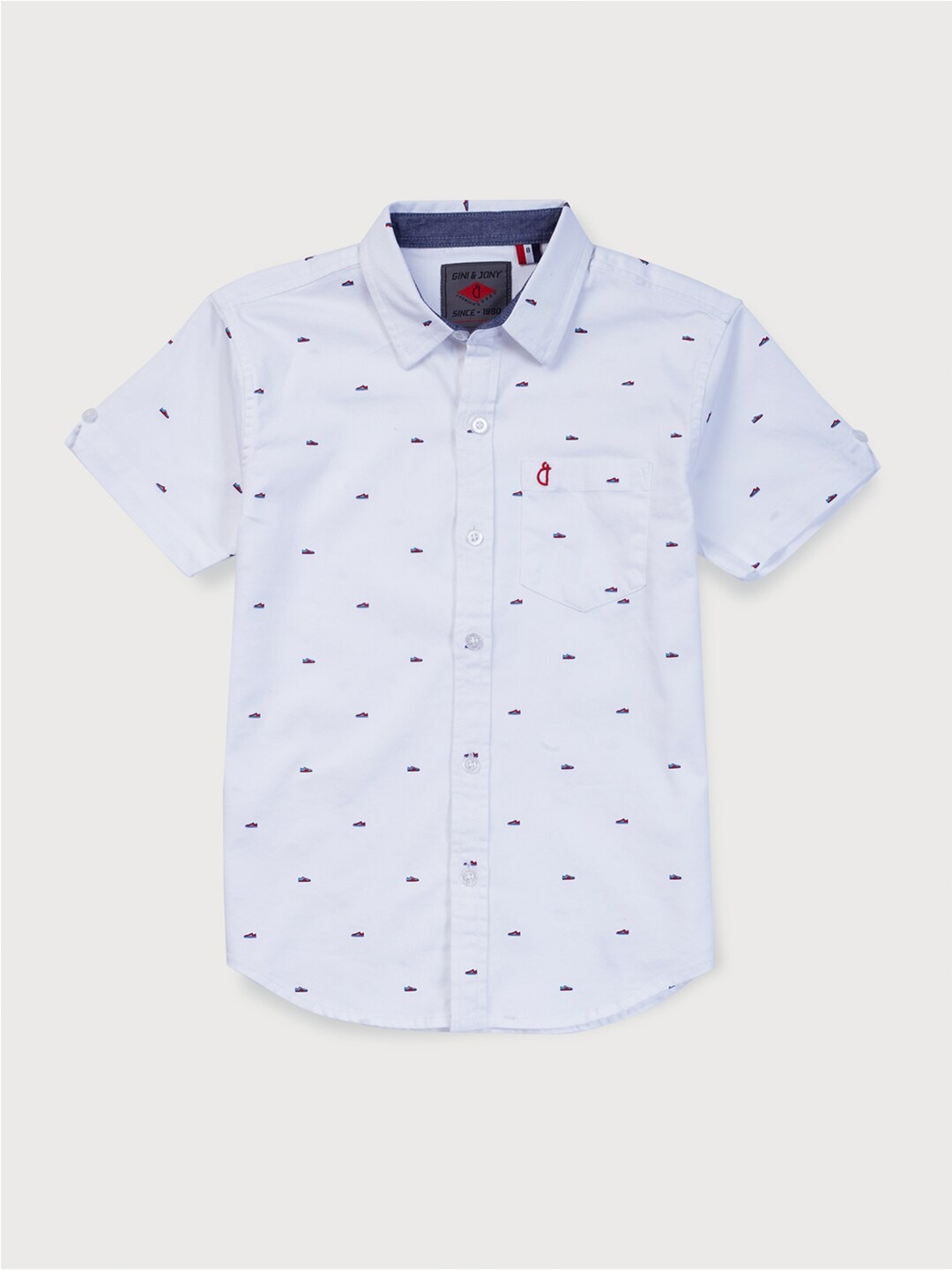 

Gini and Jony Boys Printed Casual Shirt, White