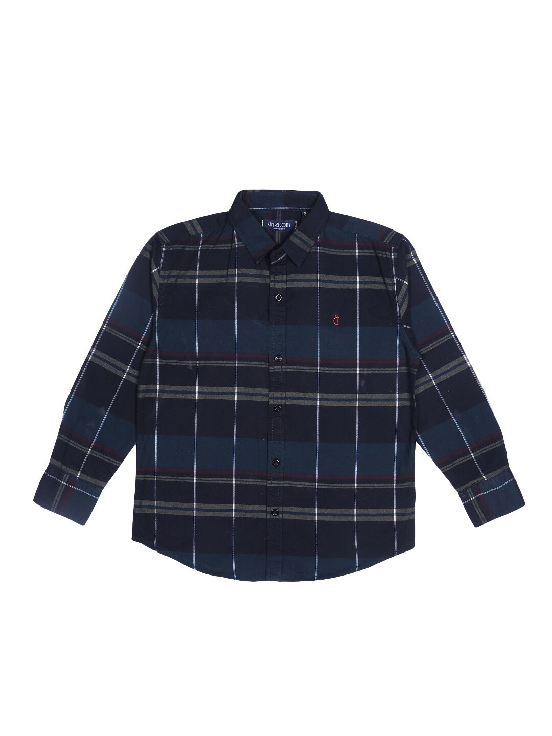 

Gini and Jony Boys Windowpane Checked Casual Shirt, Navy blue