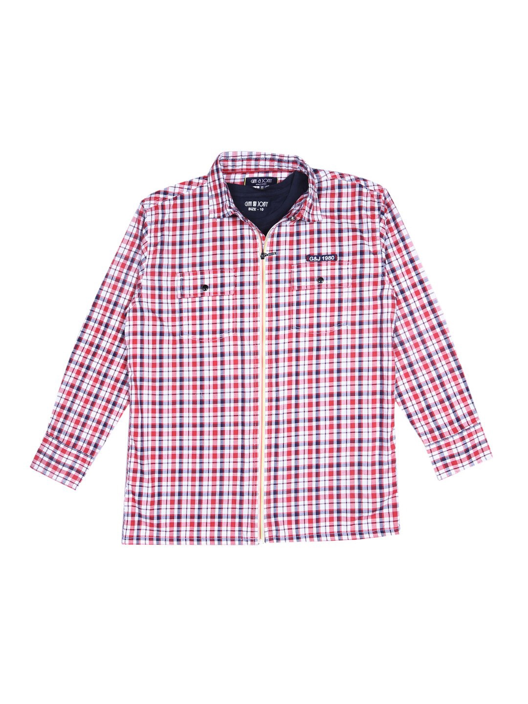 

Gini and Jony Boys Checked Casual Cotton Shirt, Red