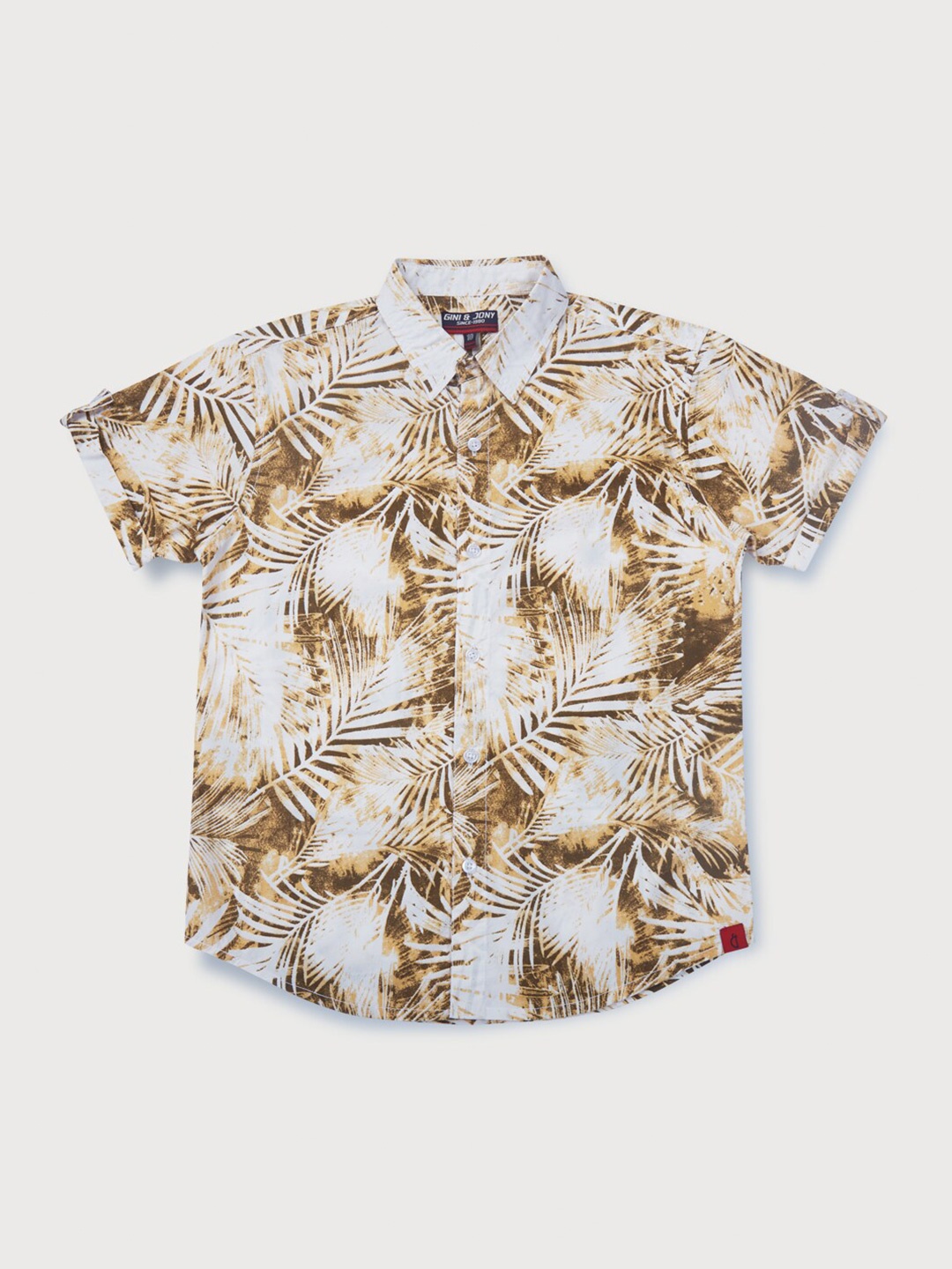

Gini and Jony Boys Cotton Tropical Printed Casual Shirt, Khaki