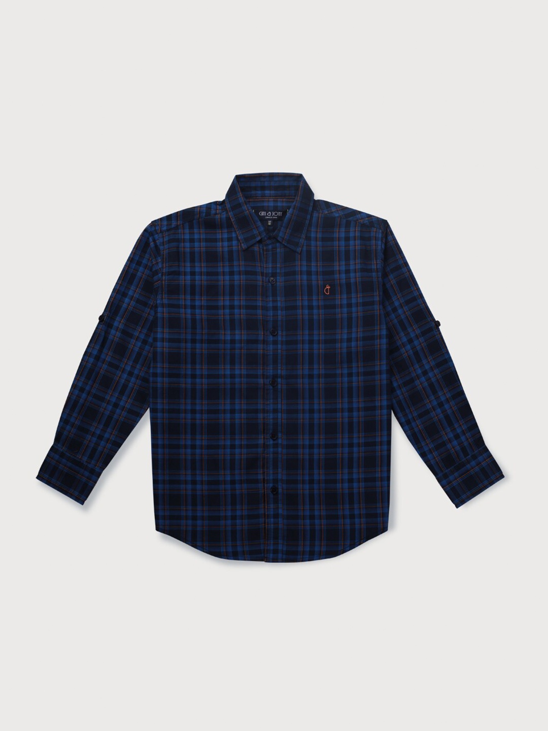 

Gini and Jony Boys Tartan Checked Cotton Casual Shirt, Blue