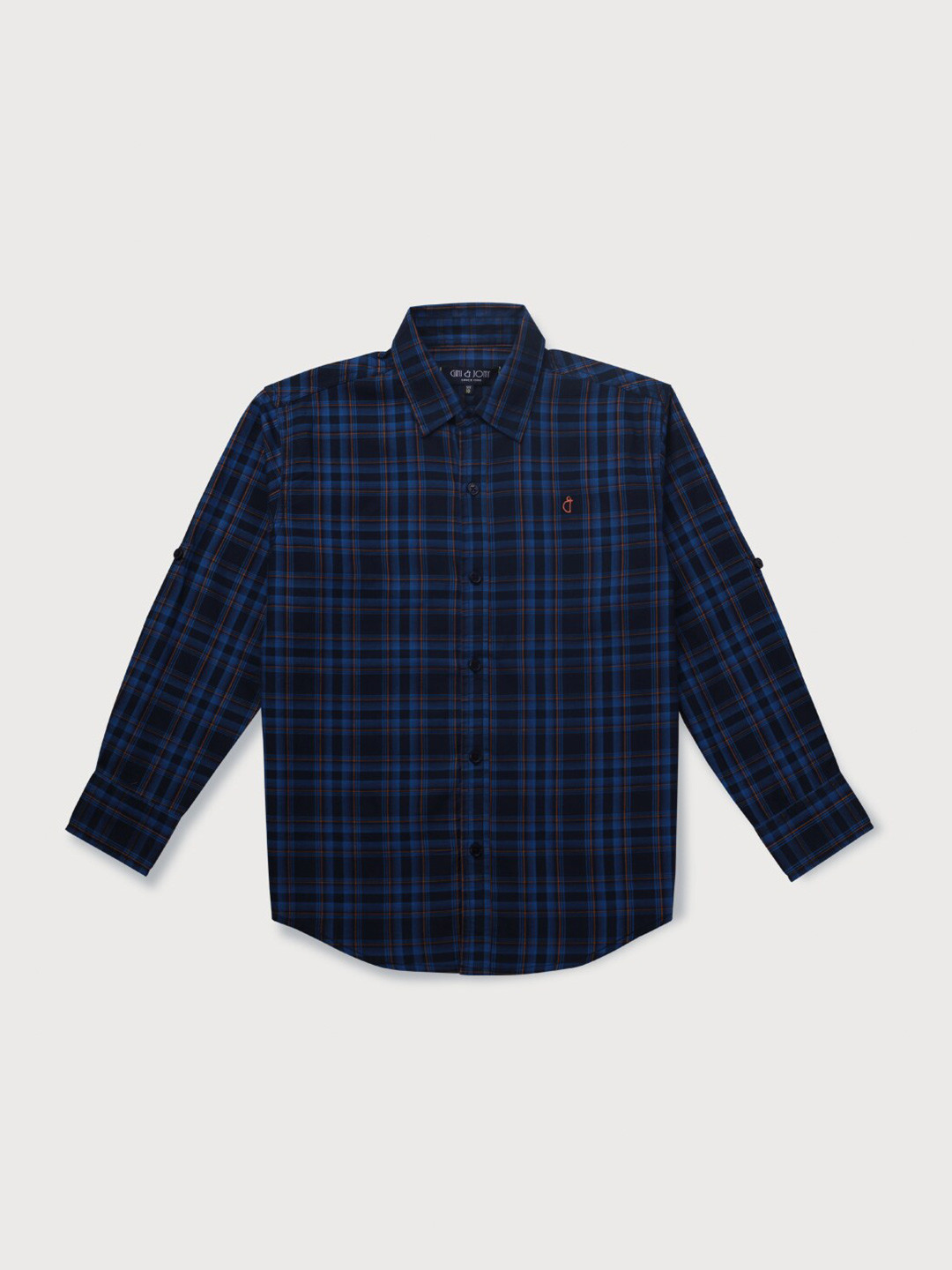

Gini and Jony Boys Tartan Checks Cotton Casual Shirt, Blue