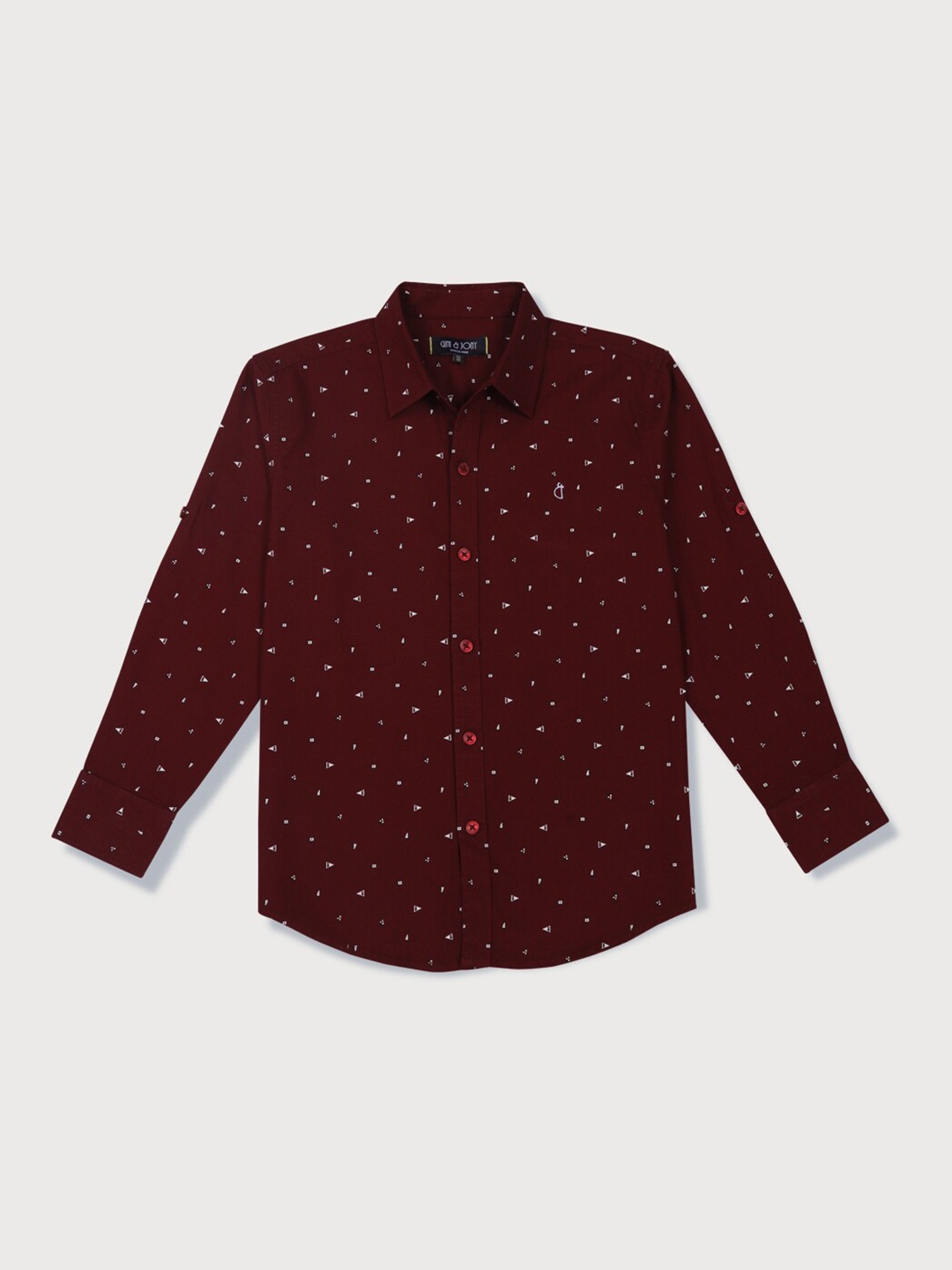

Gini and Jony Boys Printed Cotton Casual Shirt, Maroon