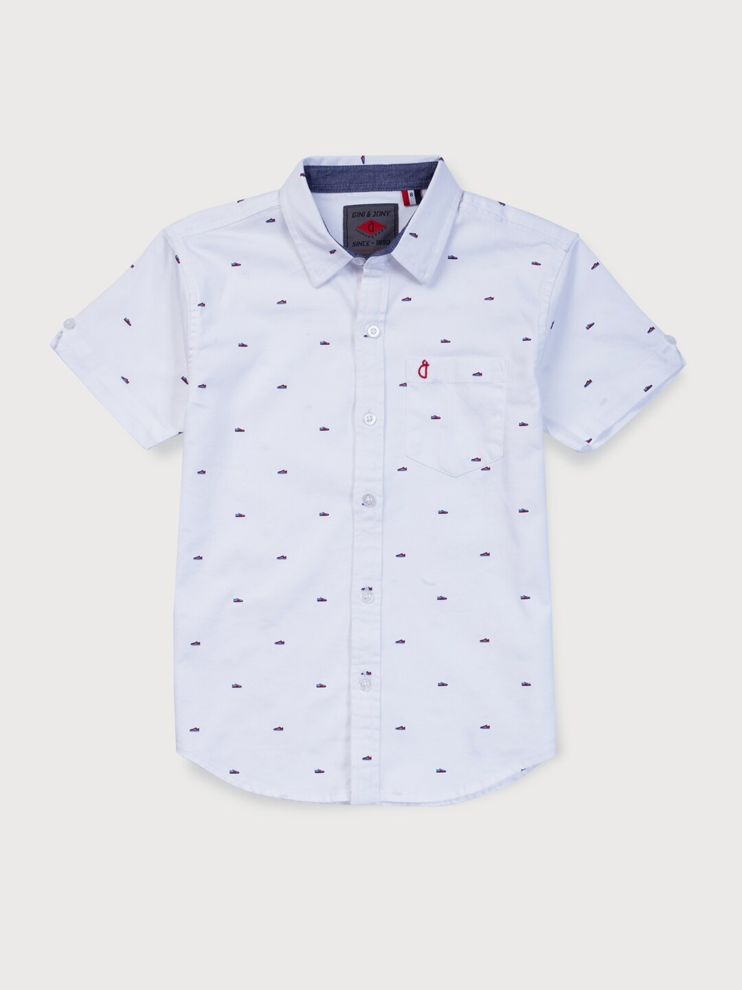

Gini and Jony Boys Printed Casual Shirt, White