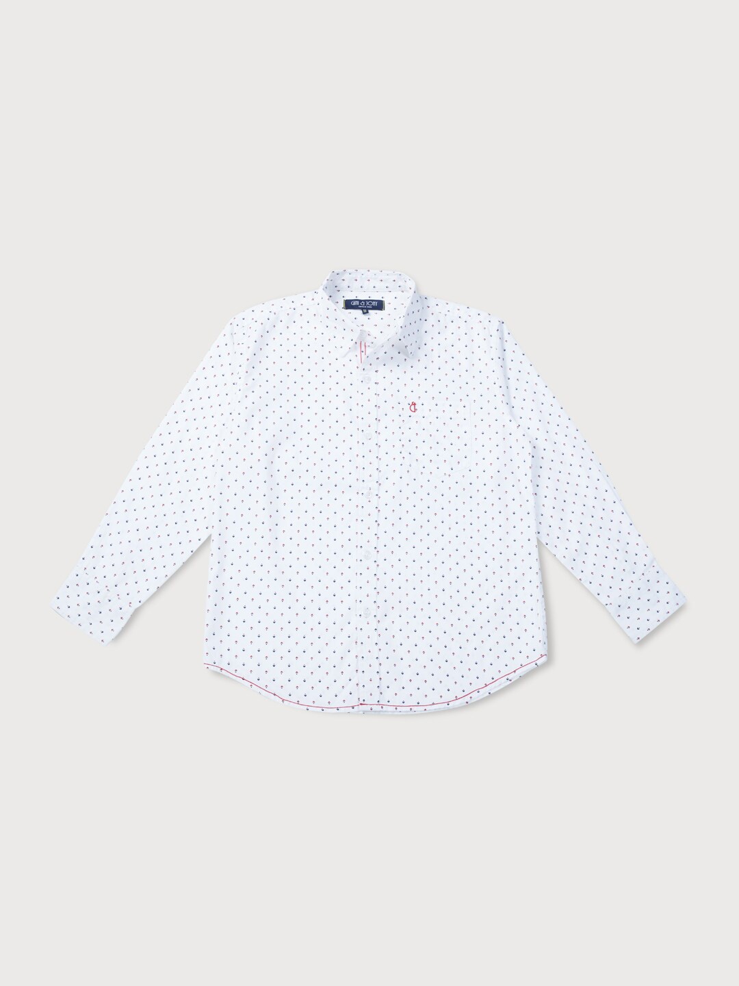 

Gini and Jony Boys Spread Collar Printed Cotton Casual Shirt, White