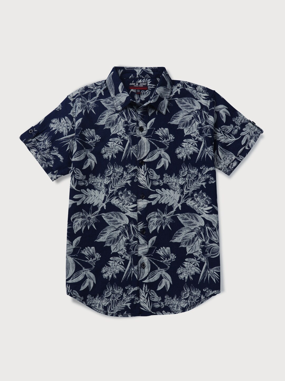 

Gini and Jony Boys Cotton Floral Printed Casual Shirt, Blue