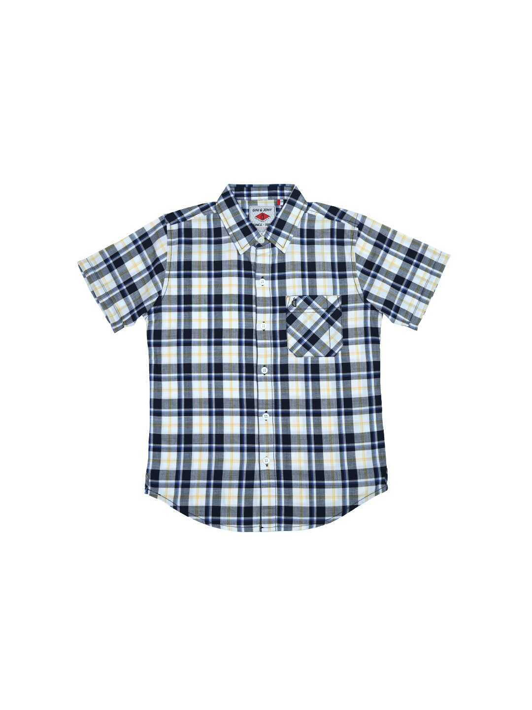 

Gini and Jony Boys Cotton Tartan Checks Checked Casual Shirt, White