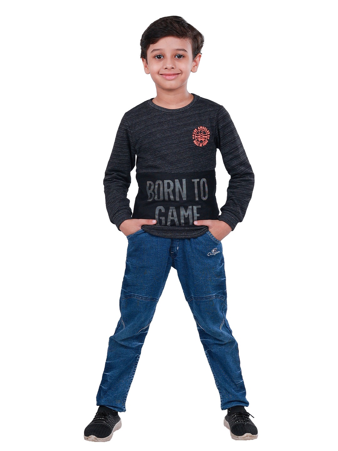 

3PIN Boys Printed Cotton Sweatshirt, Black