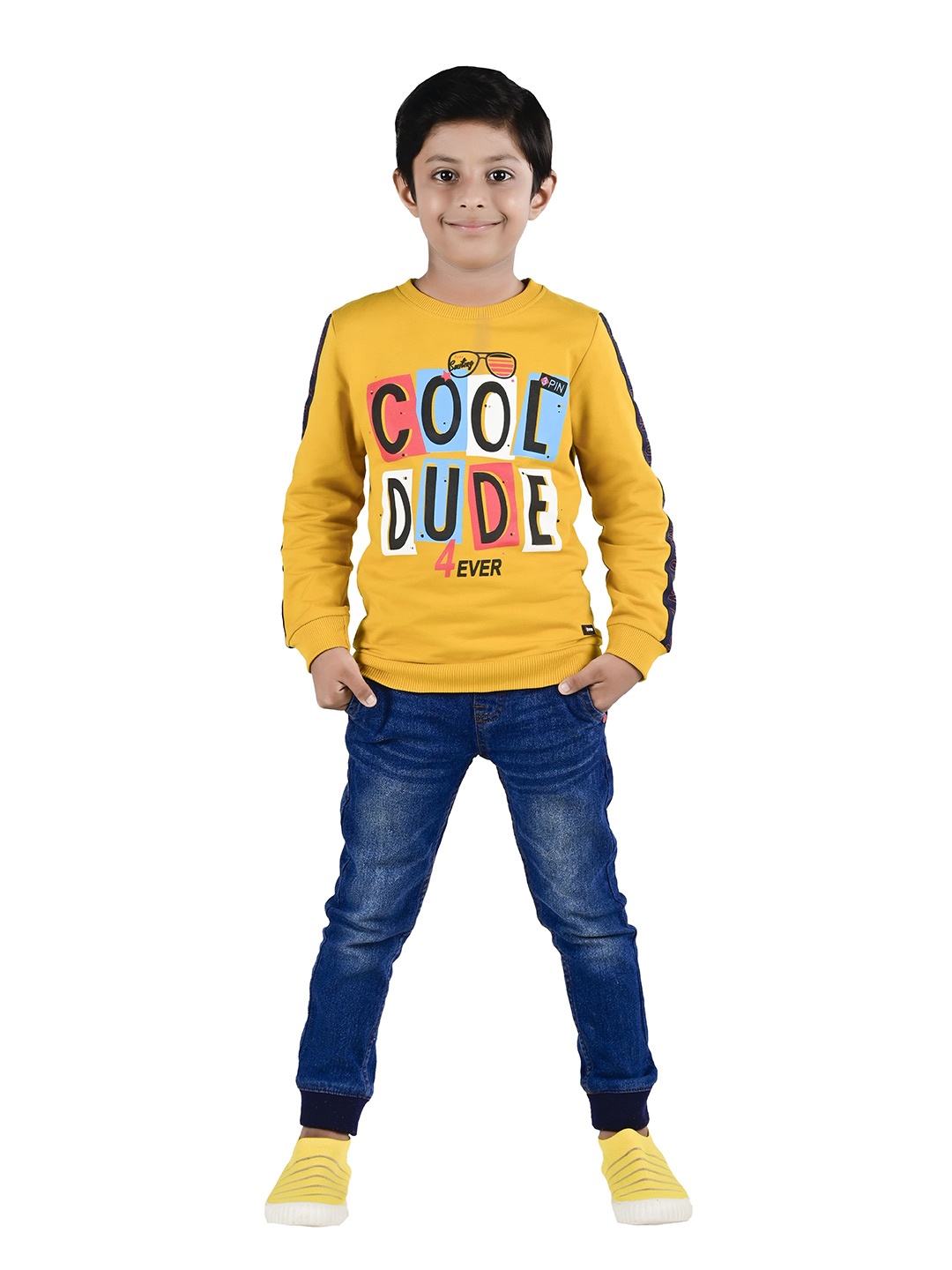 

3PIN Boys Printed Cotton Sweatshirt, Mustard