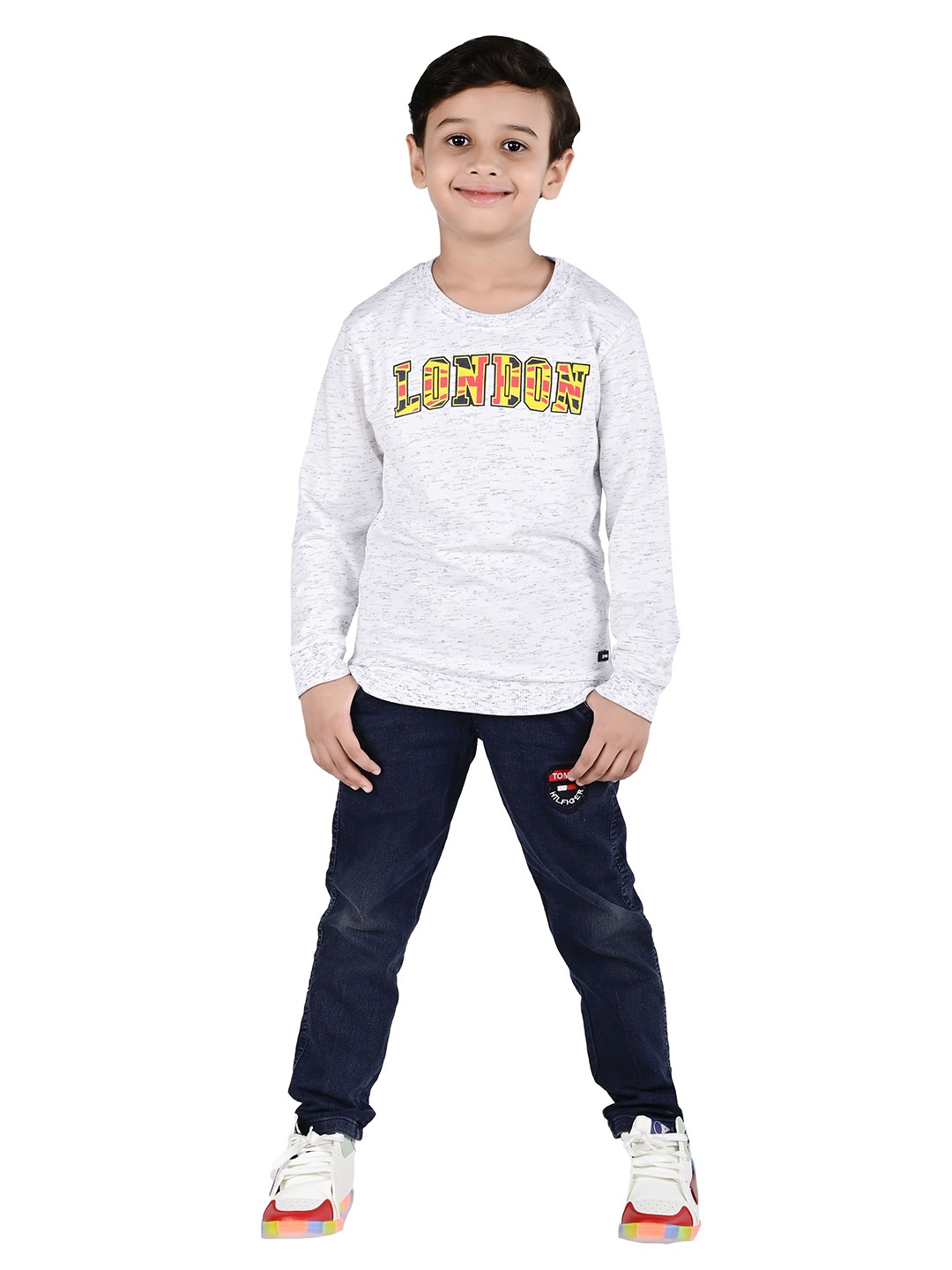 

3PIN Boys Printed Round Neck Cotton Sweatshirt, Grey melange