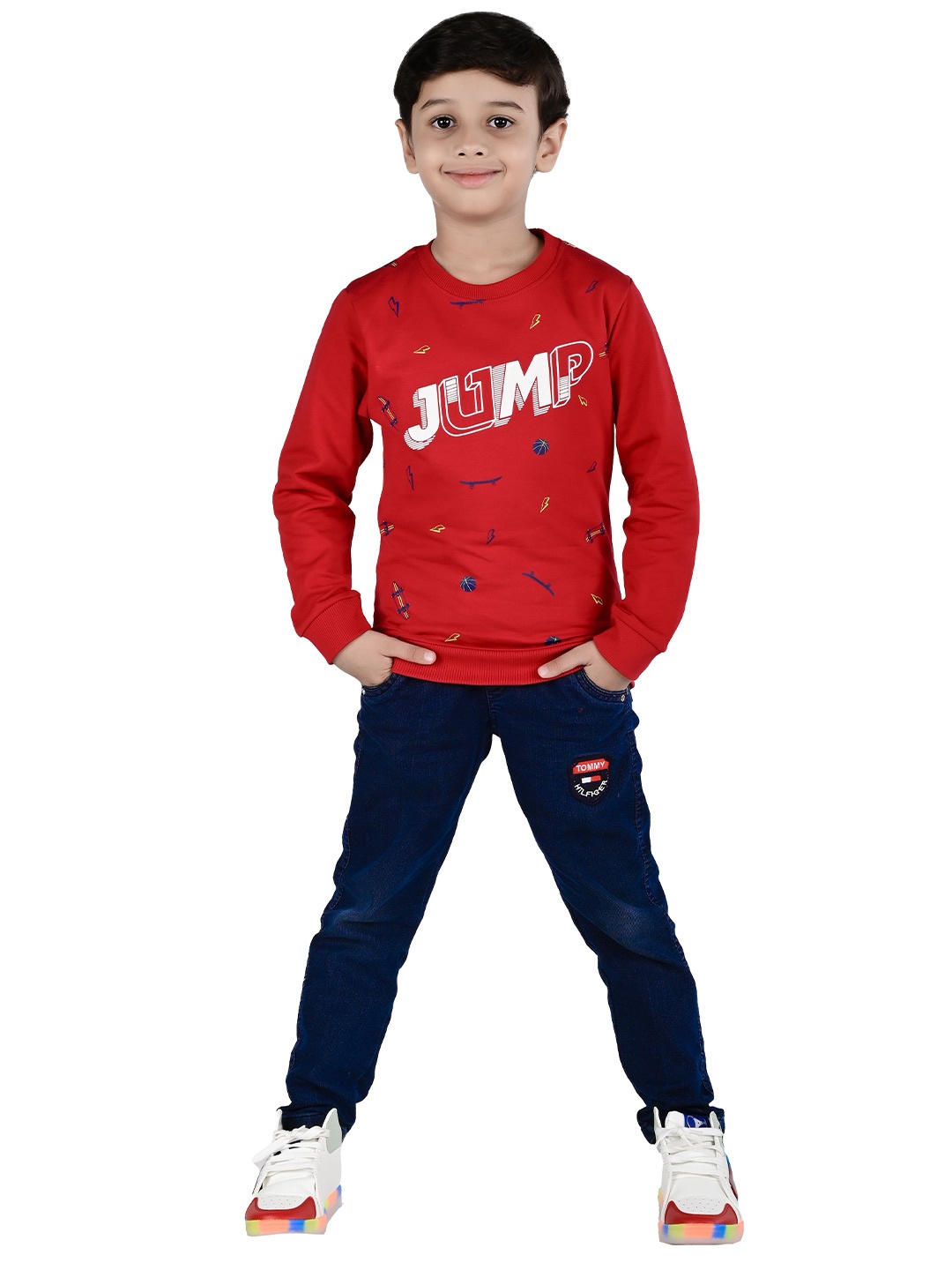 

3PIN Boys Typography Printed Cotton Pullover Sweatshirt, Red