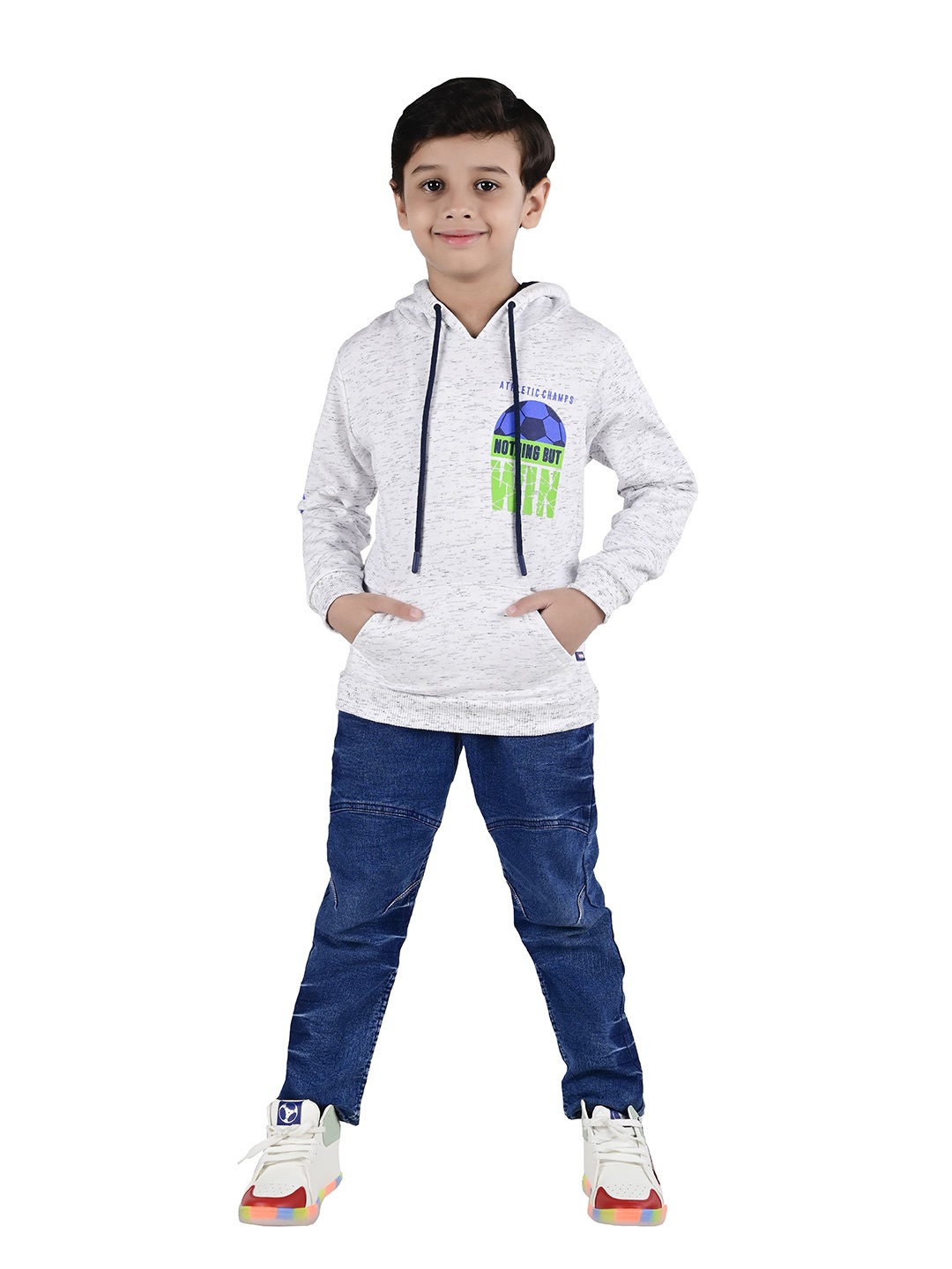 

3PIN Boys Printed Hooded Cotton Sweatshirt, Beige