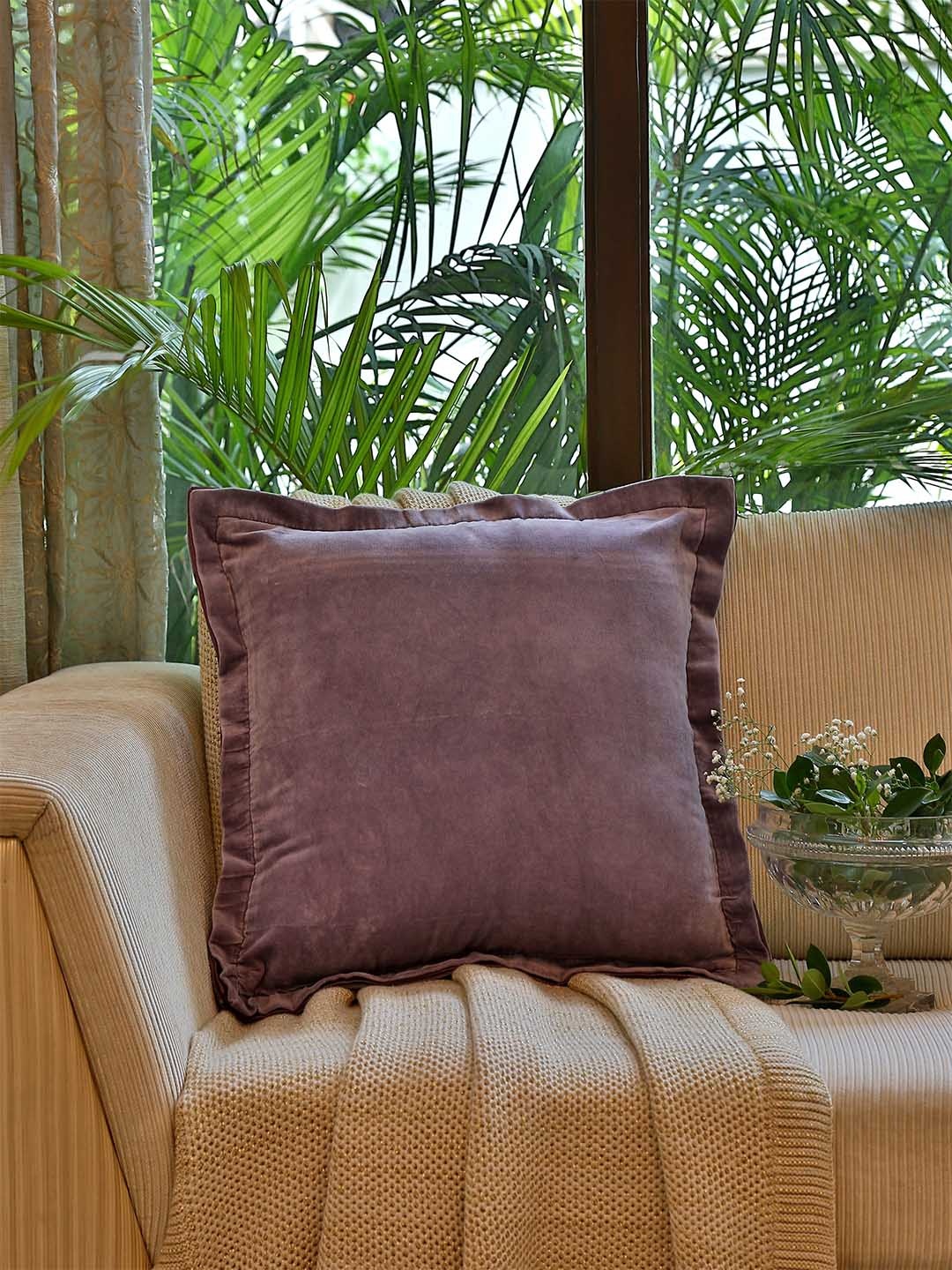 

Amoliconcepts Cosy Comfort Lavender Cotton Velvet Square Cushion Covers
