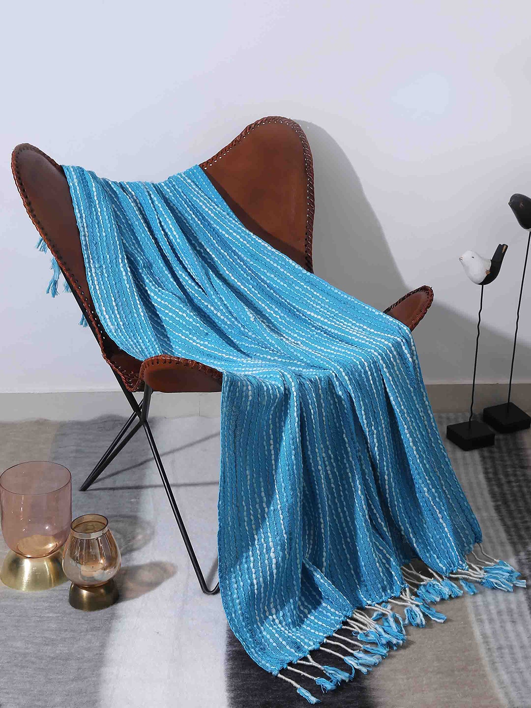 

Amoliconcepts Self-Design Throw, Turquoise blue
