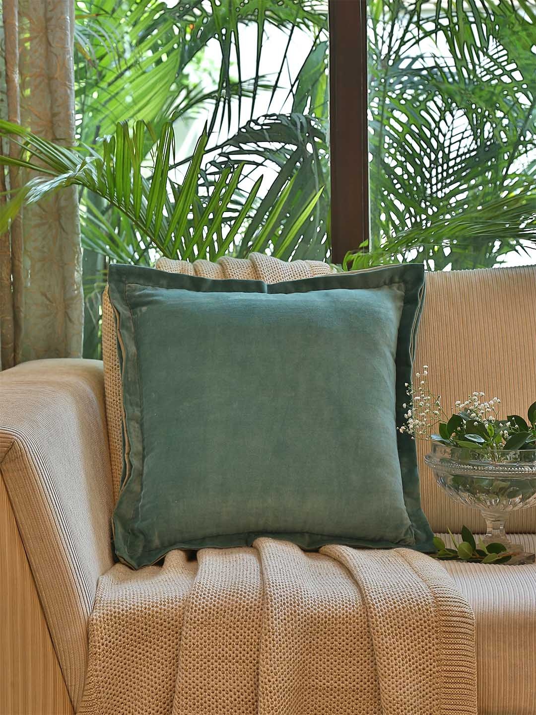 

Amoliconcepts Cosy Comfort Sea Green Cotton Velvet Square Cushion Cover