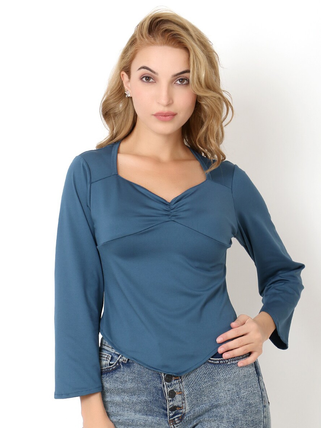 

Again fashions Sweetheart Neck Top, Blue