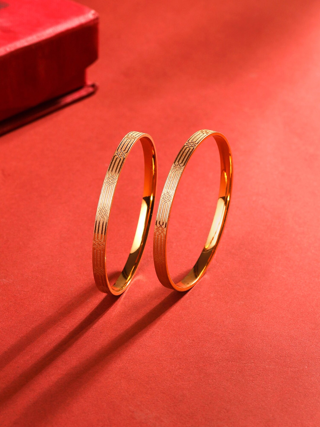 

Yellow Chimes Set of 2 Gold-Plated Designer Bangle