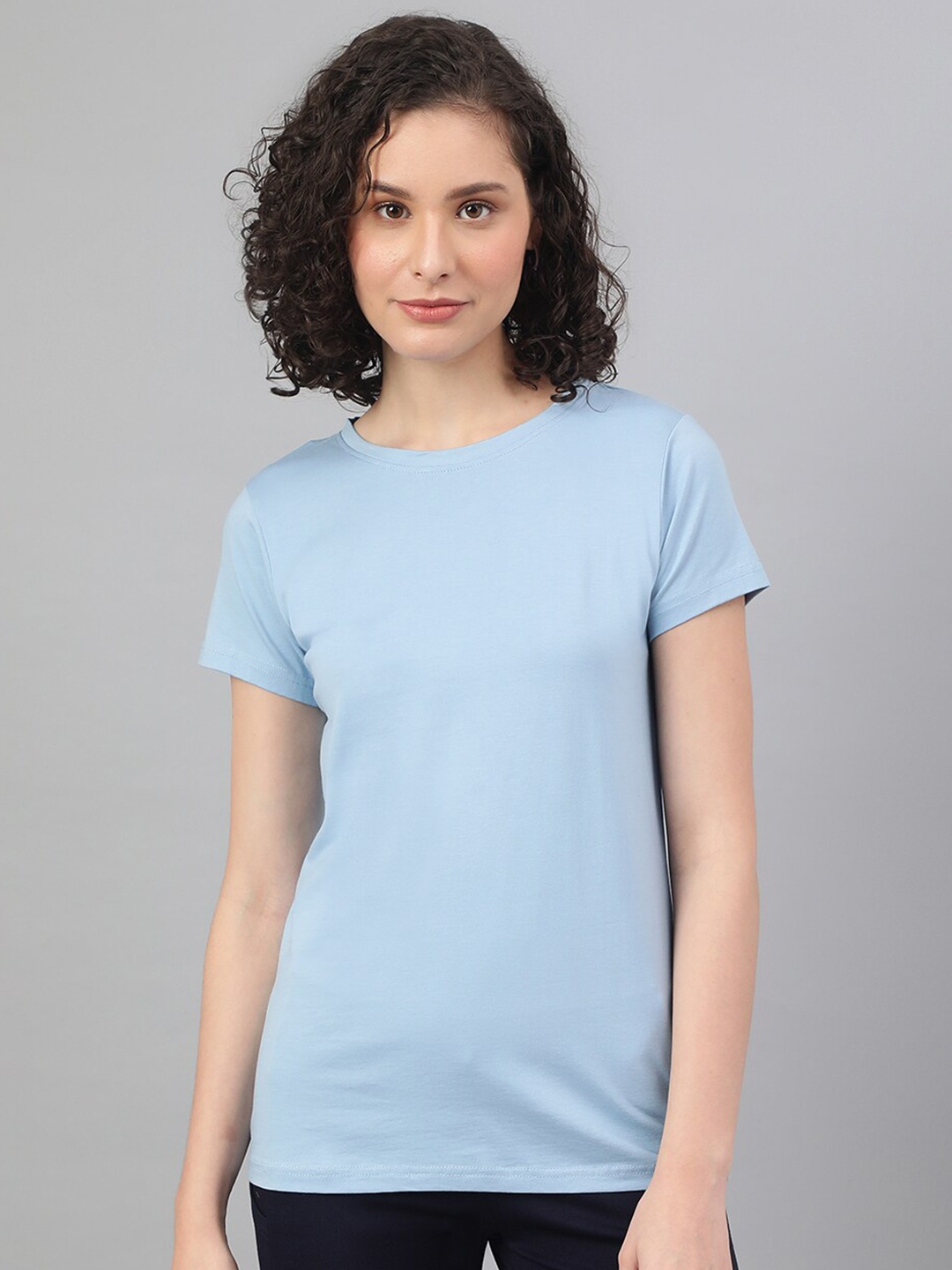 

BESIMPLE Women Cotton T-shirt, Blue