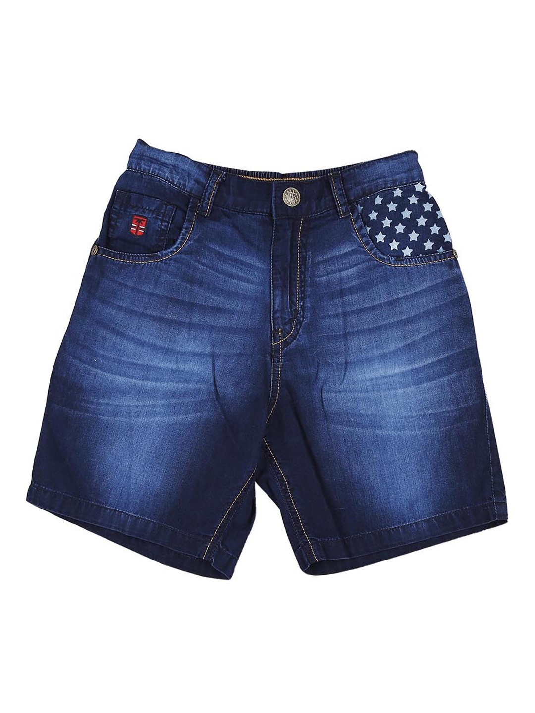 

Palm Tree Boys Cotton Washed Denim Shorts, Blue