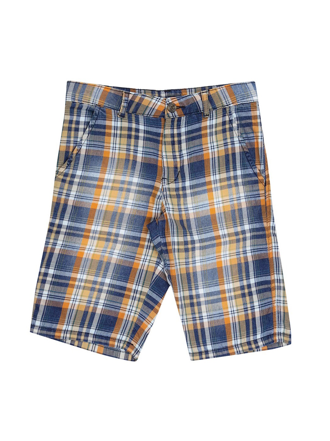 

Palm Tree Boys Checked Cotton Shorts, Blue