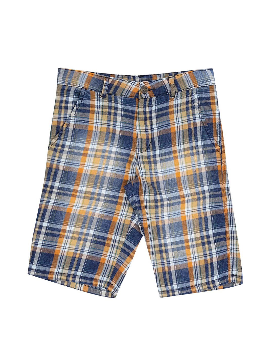 

Palm Tree Boys Checked Cotton Shorts, Blue