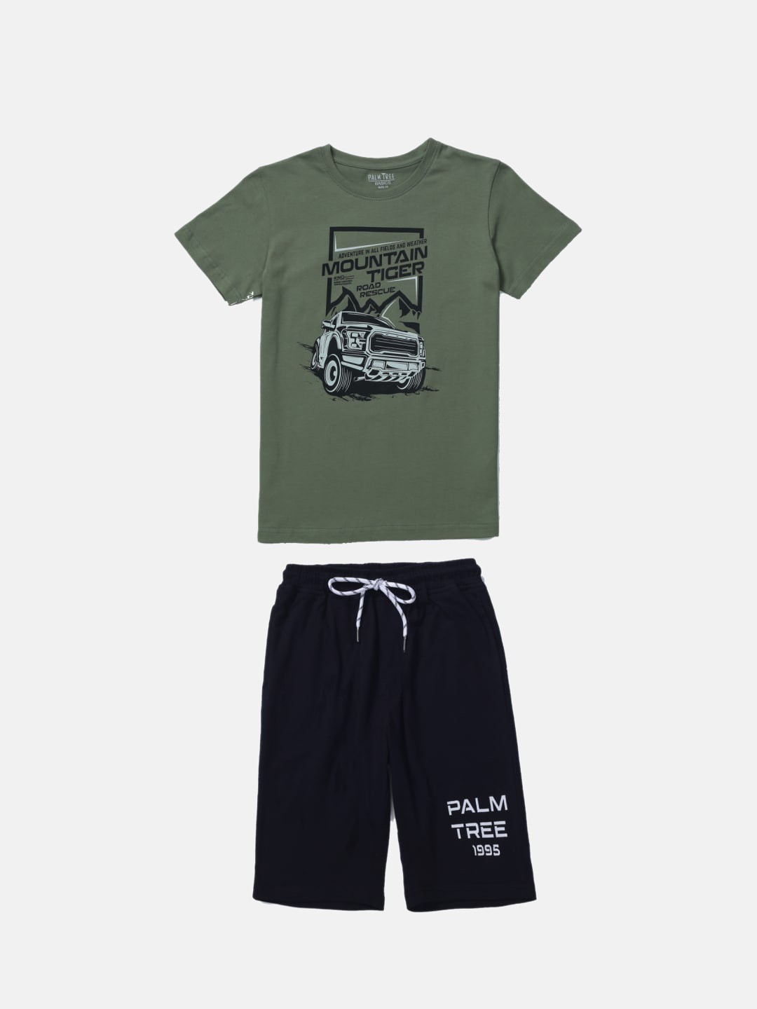 

Palm Tree Boys Olive Green Printed Shorts