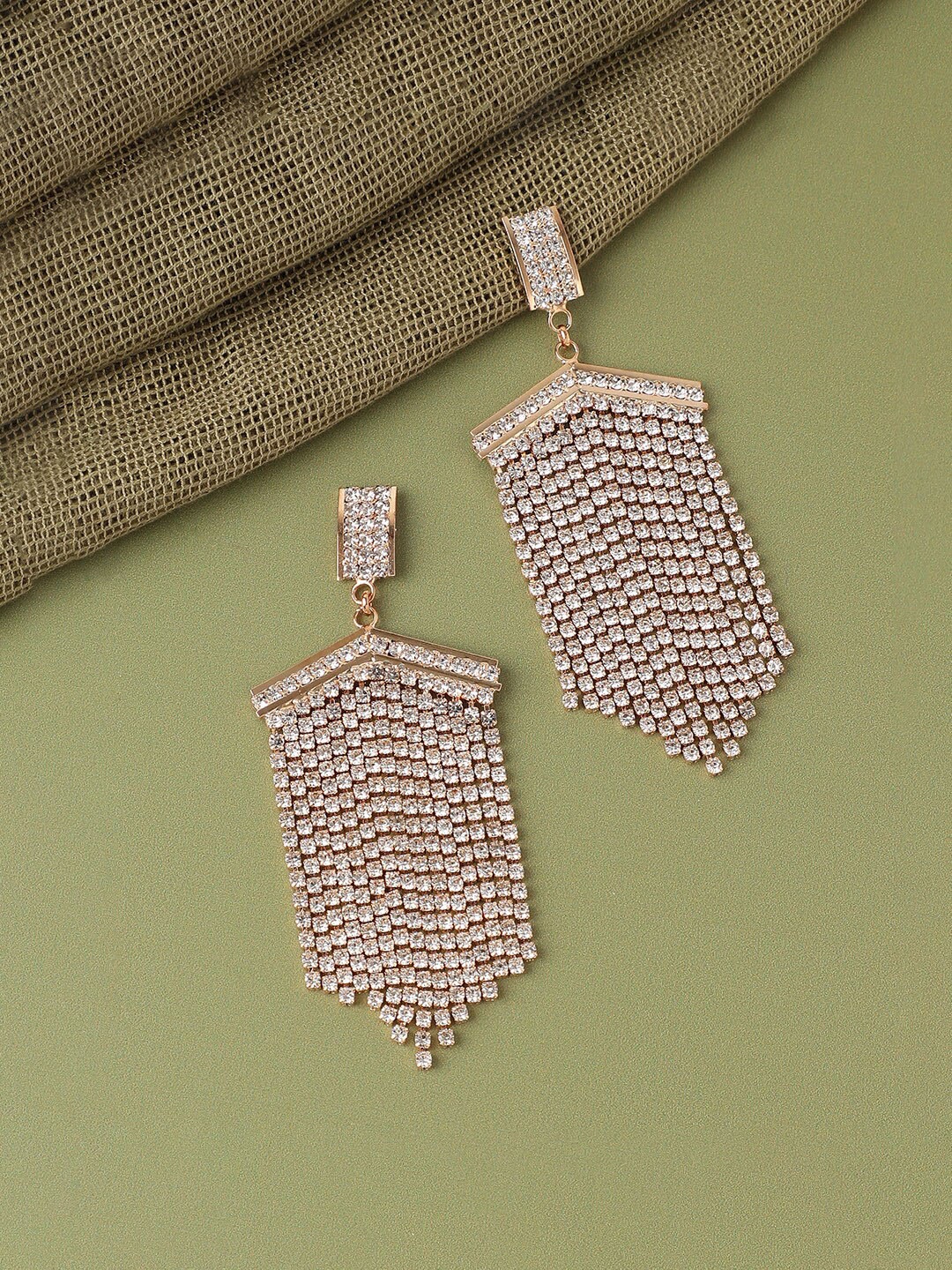 

SOHI Gold-Plated Contemporary Drop Earrings, White