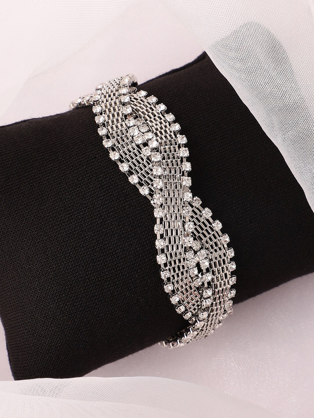 

SOHI Women Silver-Plated Wraparound Bracelet, White