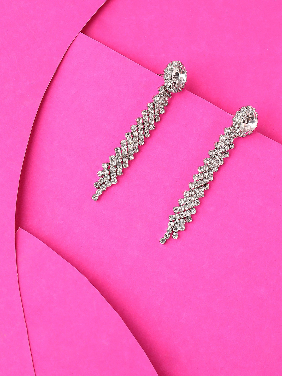 

SOHI Silver Plated Contemporary Drop Earrings